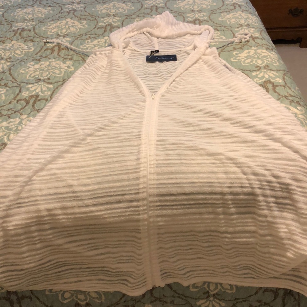 White beach hooded cover up